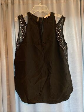Rebecca Taylor silk Black Sleeveless Embellished Top